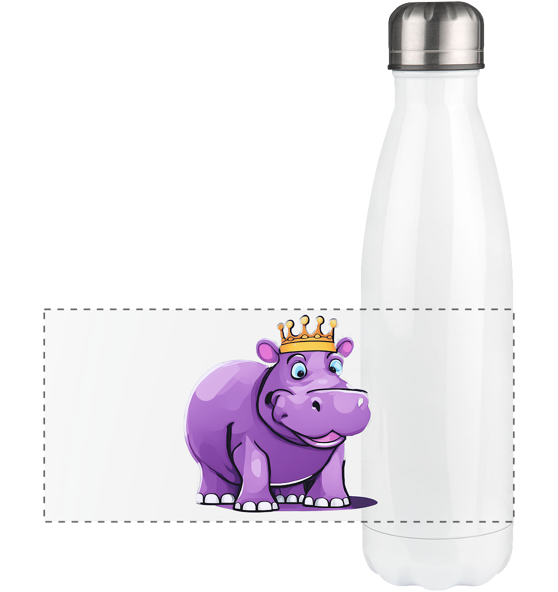 Hippo Queen Cute - personalisierbar - Panorama Thermoflasche 500ml
