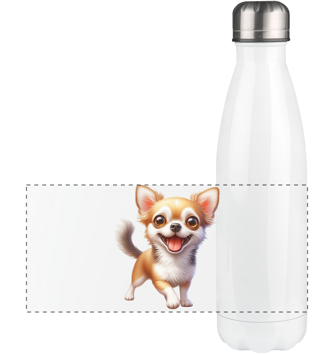 Chihuahua Cartoon - personalisierbar - Panorama Thermoflasche 500ml