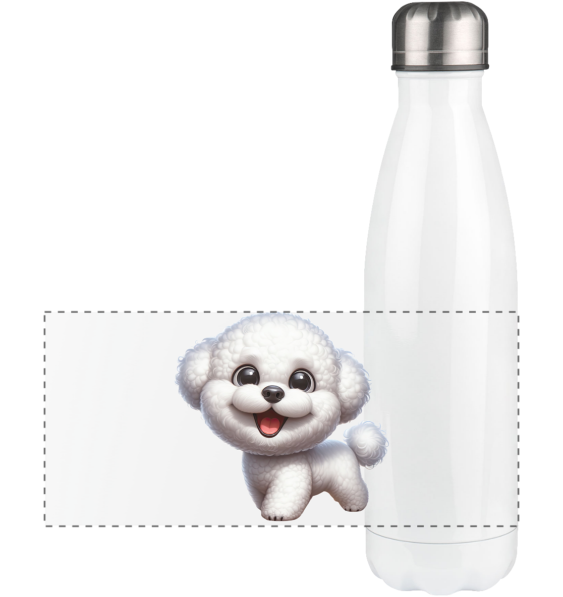 Bichon Frisé Cartoon personalisierbar - Panorama Thermoflasche 500ml
