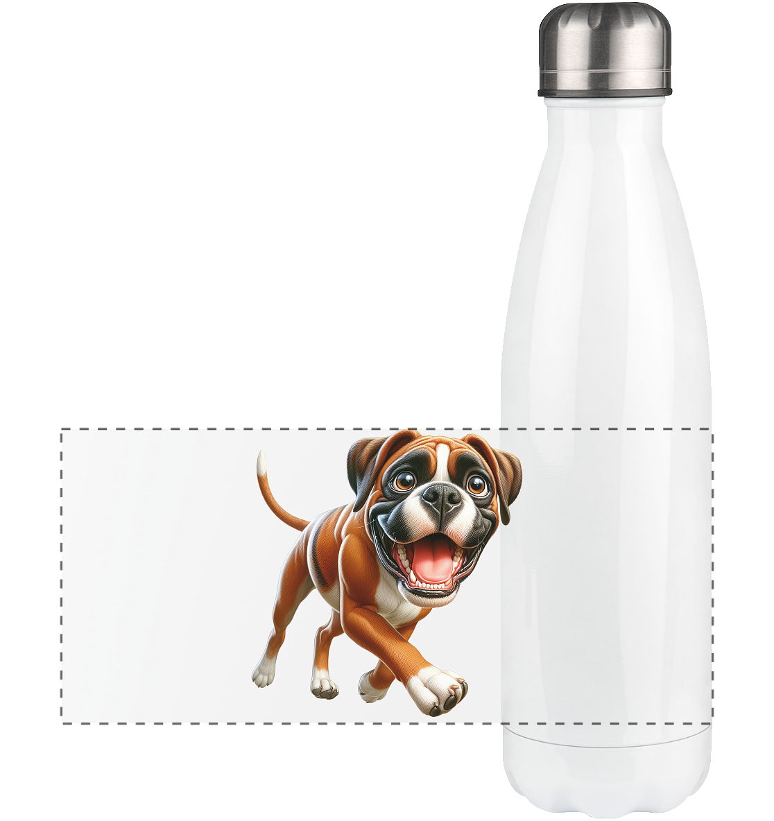 Boxer Cartoon Hund personalisierbar - Panorama Thermoflasche 500ml