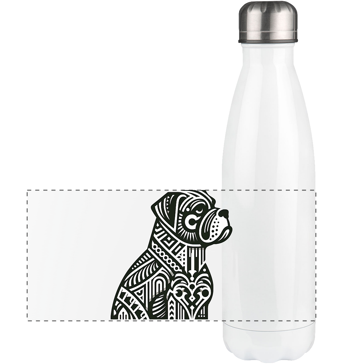 Hund Mastif Art Deco  - personalisierbar - Panorama Thermoflasche 500ml
