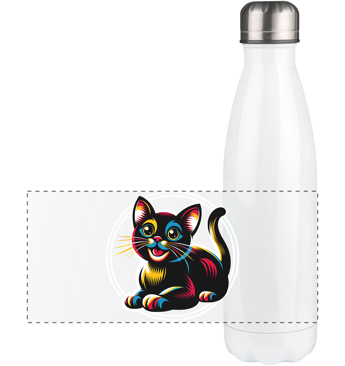 Kätzchen Pop Art - personalisierbar - Panorama Thermoflasche 500ml