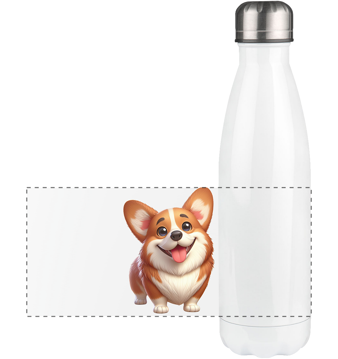 Corgi Cartoon Hund - persoinalisierbar - Panorama Thermoflasche 500ml