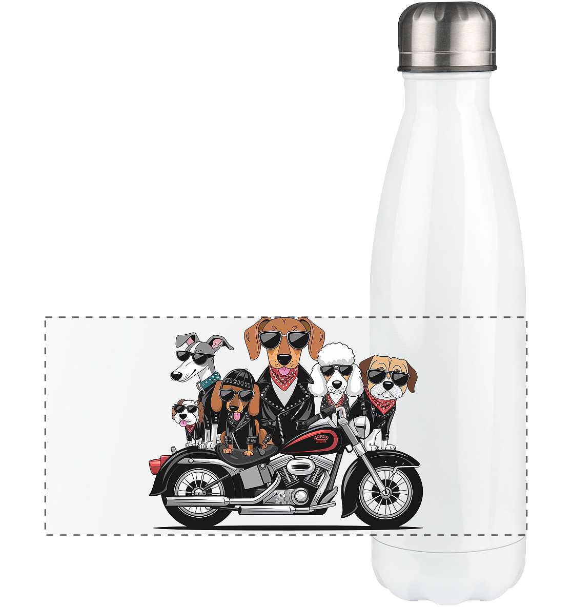 Hunde Biker Gang Fun - Panorama Thermoflasche 500ml