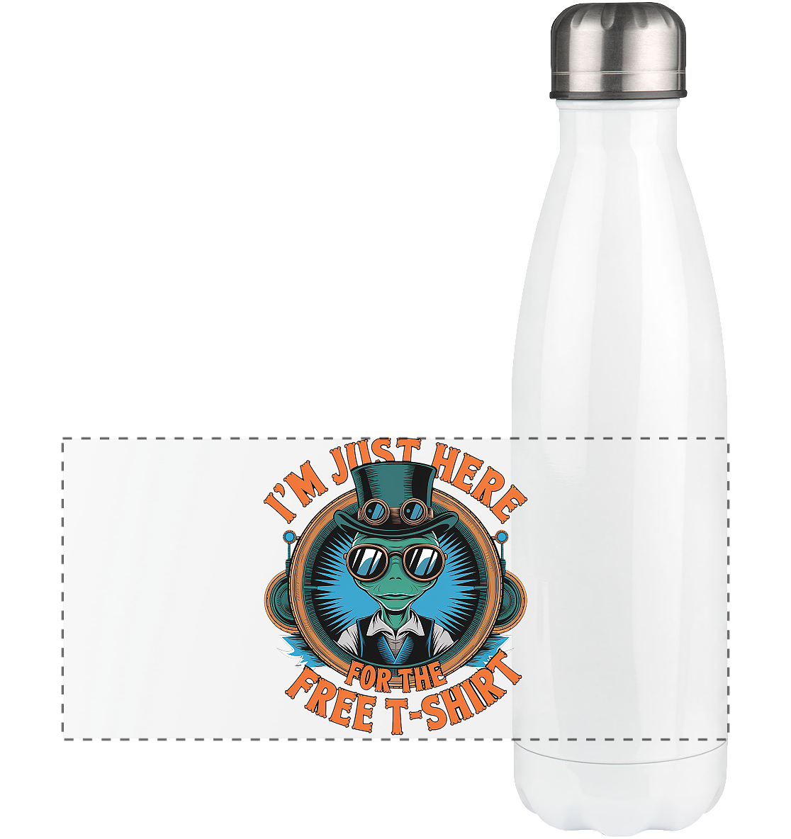 Alien Steampunk I'm just here for the Free T-Shirt - Panorama Thermoflasche 500ml