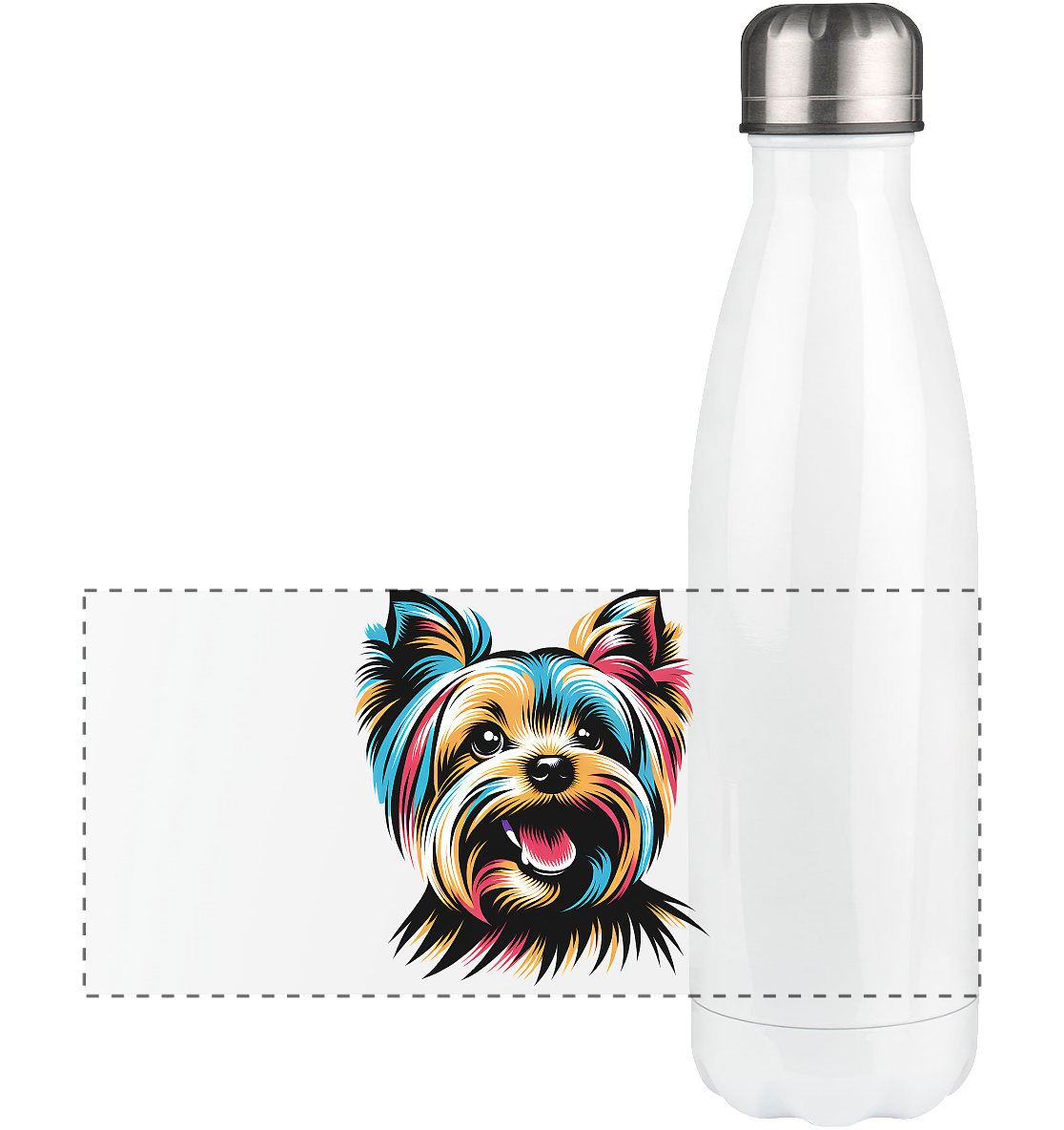 Yorkshire Terrier Pop Art - personalisierbar - Panorama Thermoflasche 500ml