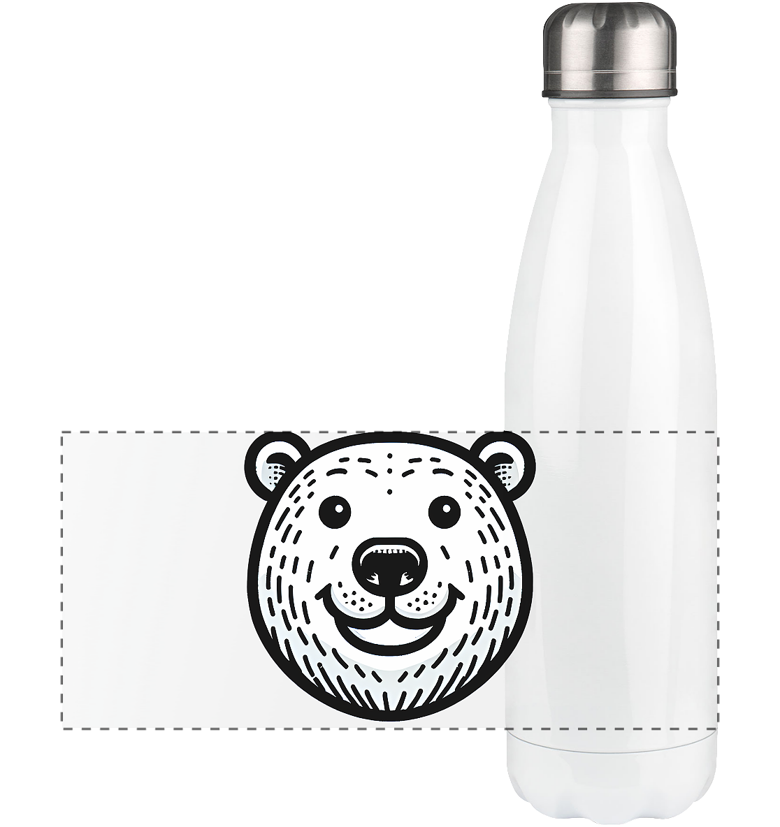 Lustiges Eisbär Gesicht   - personalisierbar  - Panorama Thermoflasche 500ml