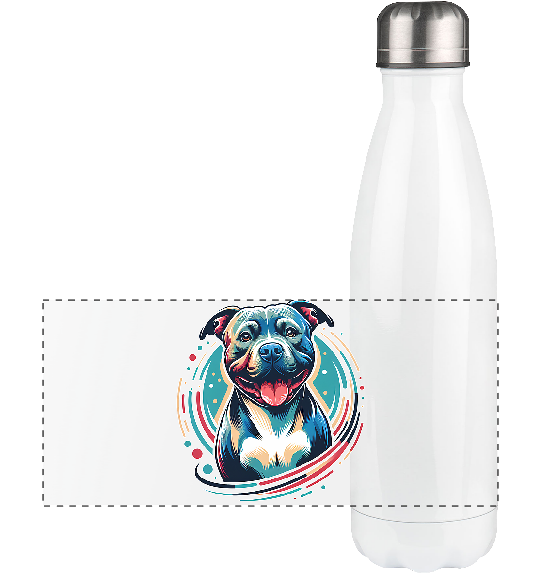 Happy Pittbull / Staffy PopArt - Panorama Thermoflasche 500ml