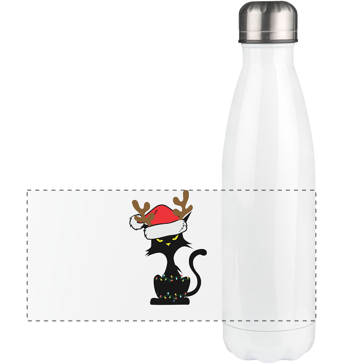 Grumpy Weihnachts Katze Cartoon - Panorama Thermoflasche 500ml