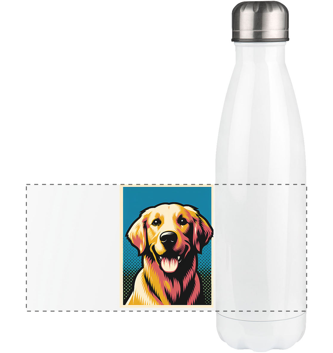 Golden Retriever Pop Art - personalisierbar - Panorama Thermoflasche 500ml