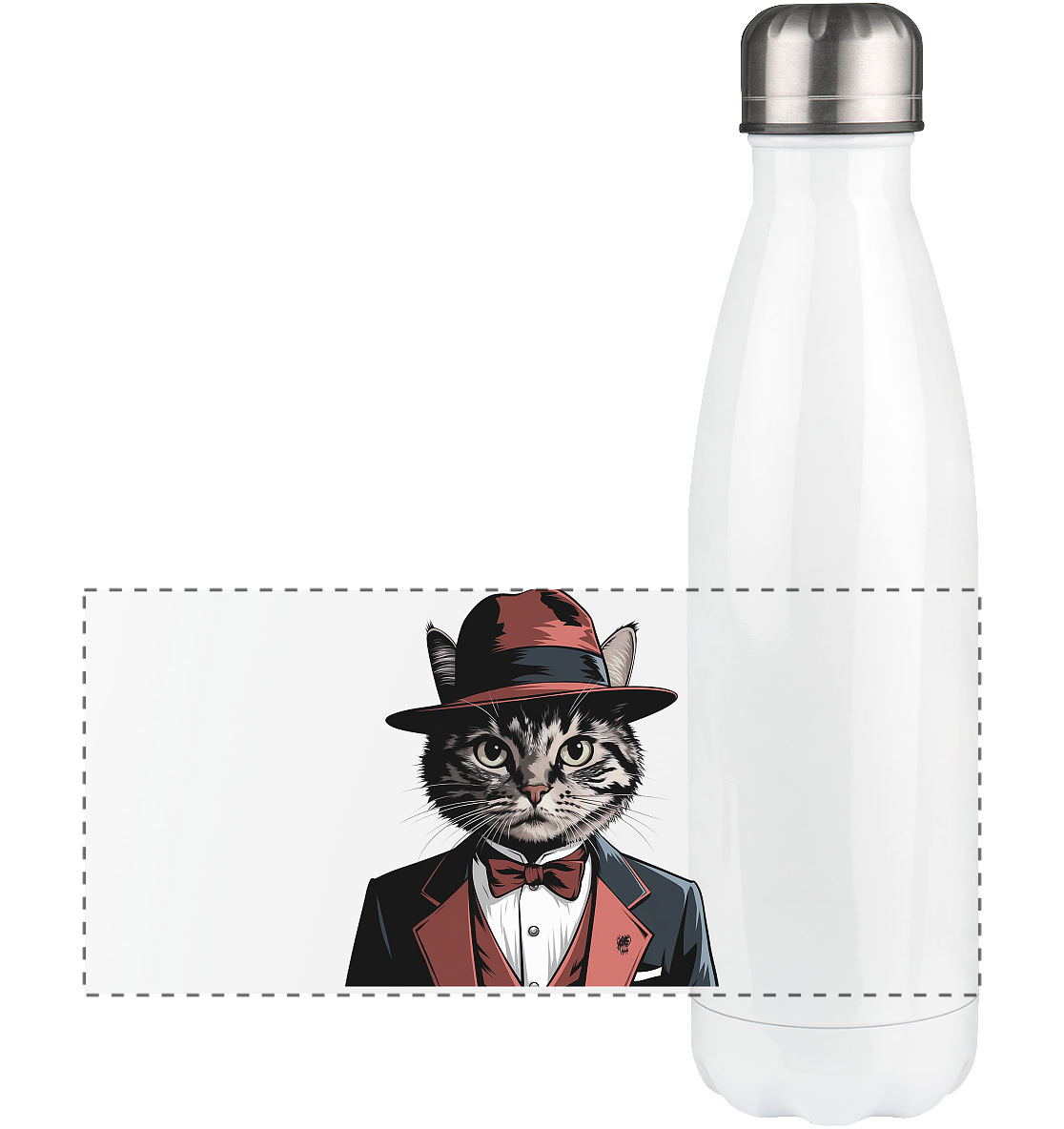 Godfather Catmother Katze Mafia - personalisierbar  - Panorama Thermoflasche 500ml