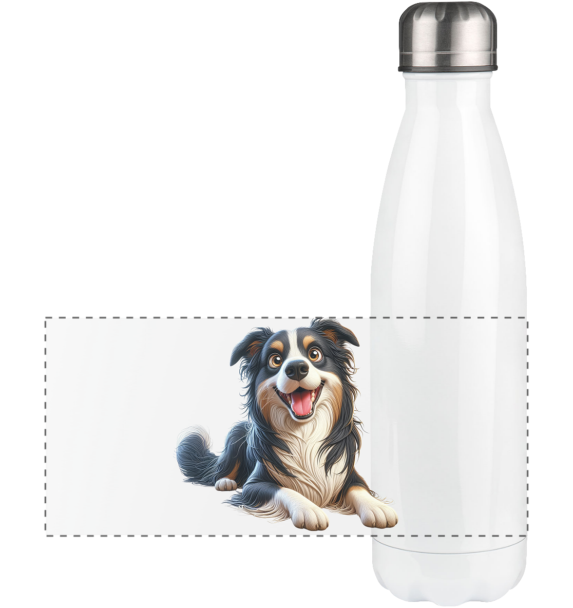 Border Collie Cartoon - personalisierbar - Panorama Thermoflasche 500ml