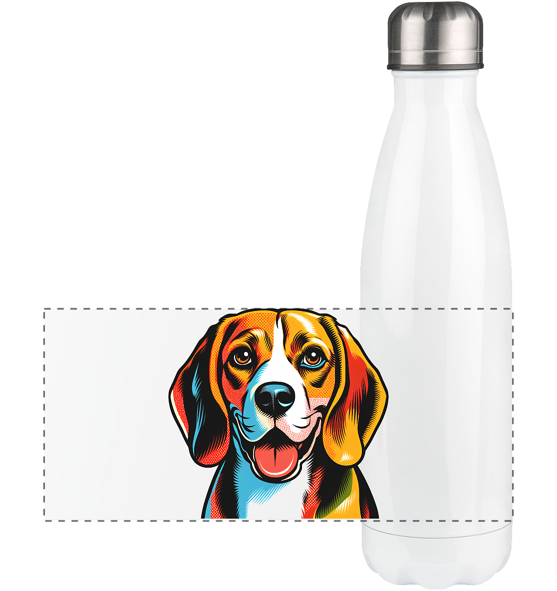 Beagle Pop Art - Personalisierbar - Panorama Thermoflasche 500ml