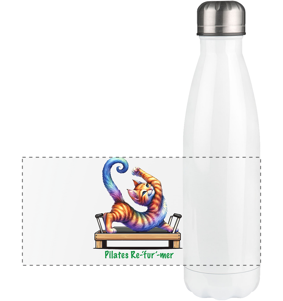 Pilates Reformer Re-fur-mer Katze lustig - Panorama Thermoflasche 500ml