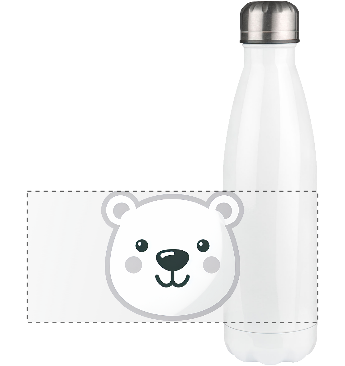 Fröhliche Eisbär Gesicht  - personalisierbar - Panorama Thermoflasche 500ml