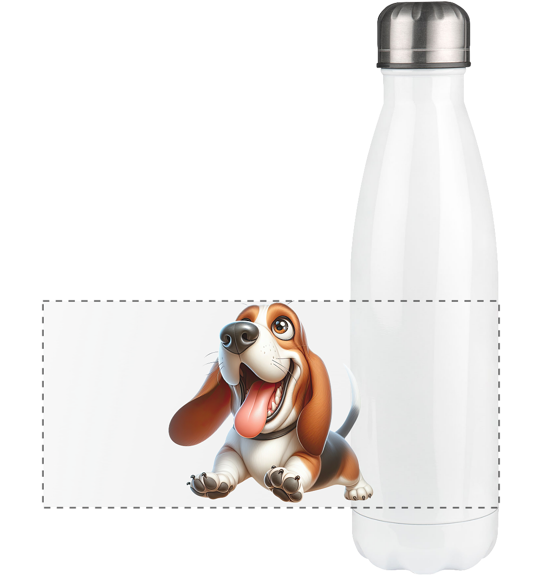 Basset Hound Cartoon personalisierbar - Panorama Thermoflasche 500ml