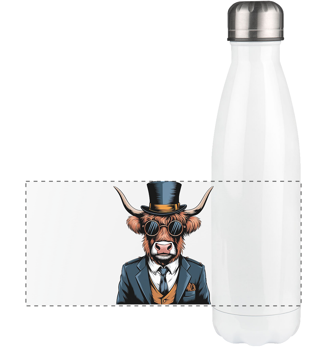 Highland Cow Steampunk - Panorama Thermoflasche 500ml