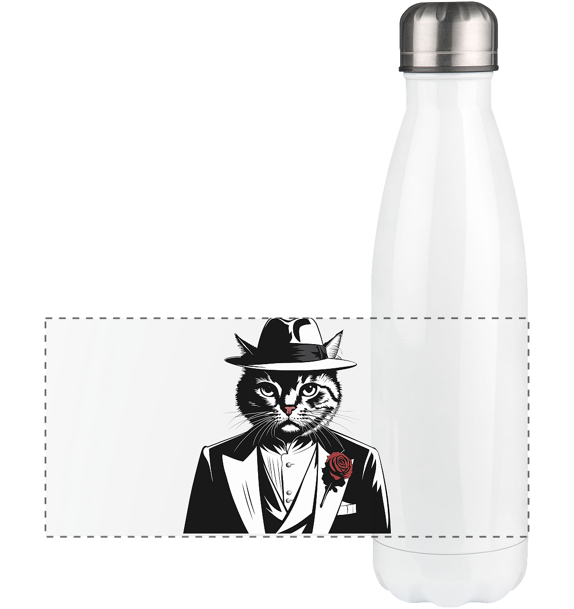 Catfather Katze Mafia - personalisierbar - Panorama Thermoflasche 500ml