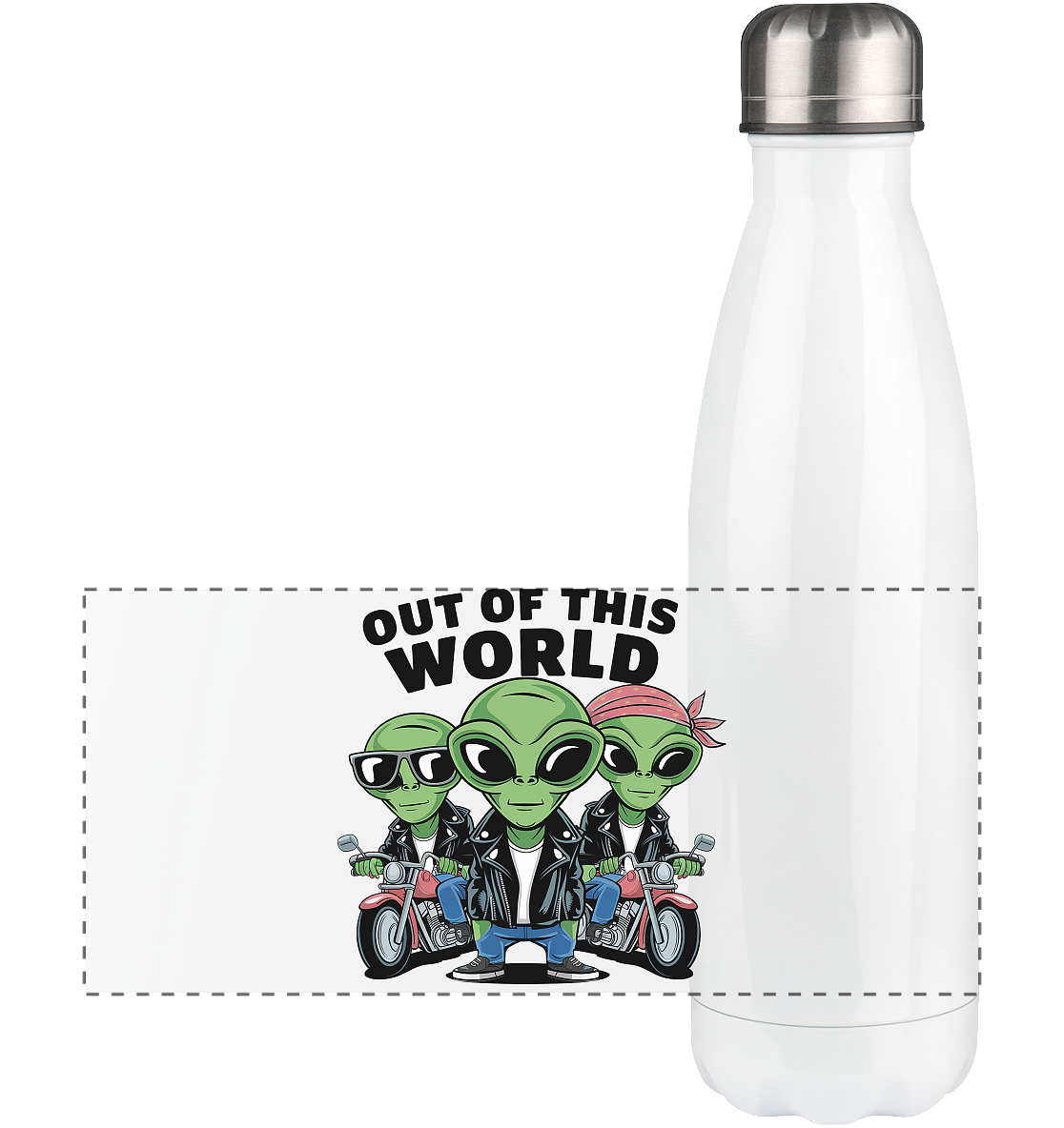 Out of this World Alien Biker - Panorama Thermoflasche 500ml
