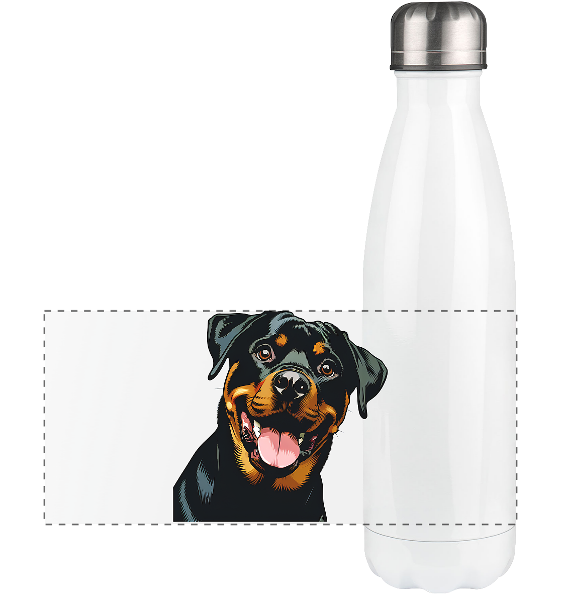 Rottweiler  Comic - personalisierbar - Panorama Thermoflasche 500ml