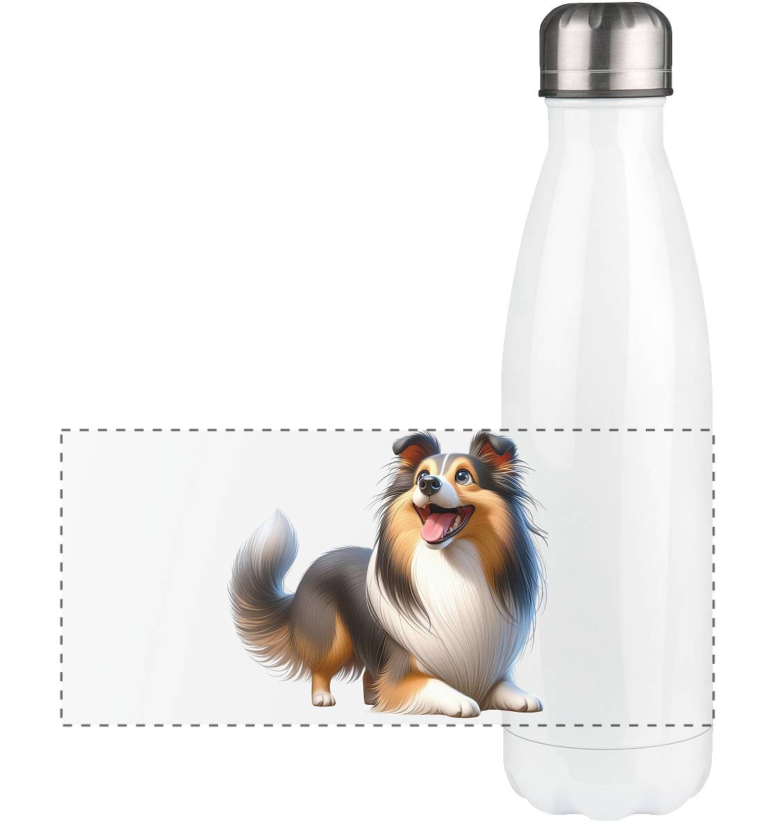 Shetland Sheepdog cartoon personalisierbar - Panorama Thermoflasche 500ml