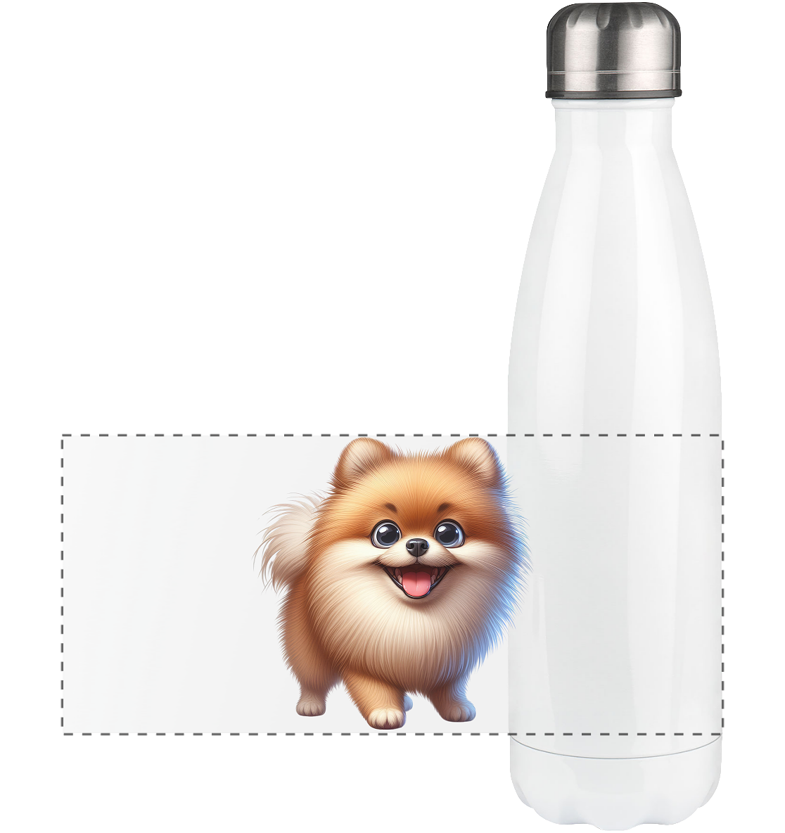 Pomeranien Cartoon - personalisierbar - Panorama Thermoflasche 500ml