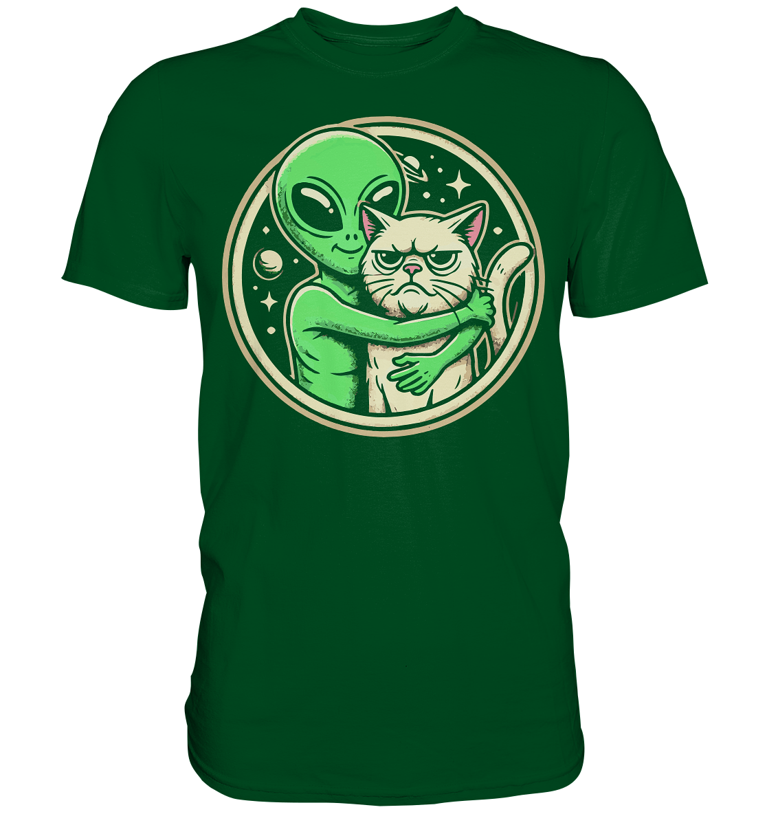 Alien mit Grumpy cat - Premium Shirt