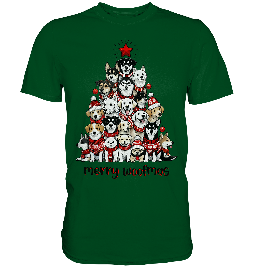 Weihnachten Christmas Hunde Baum Merry Woofmas - Premium Shirt