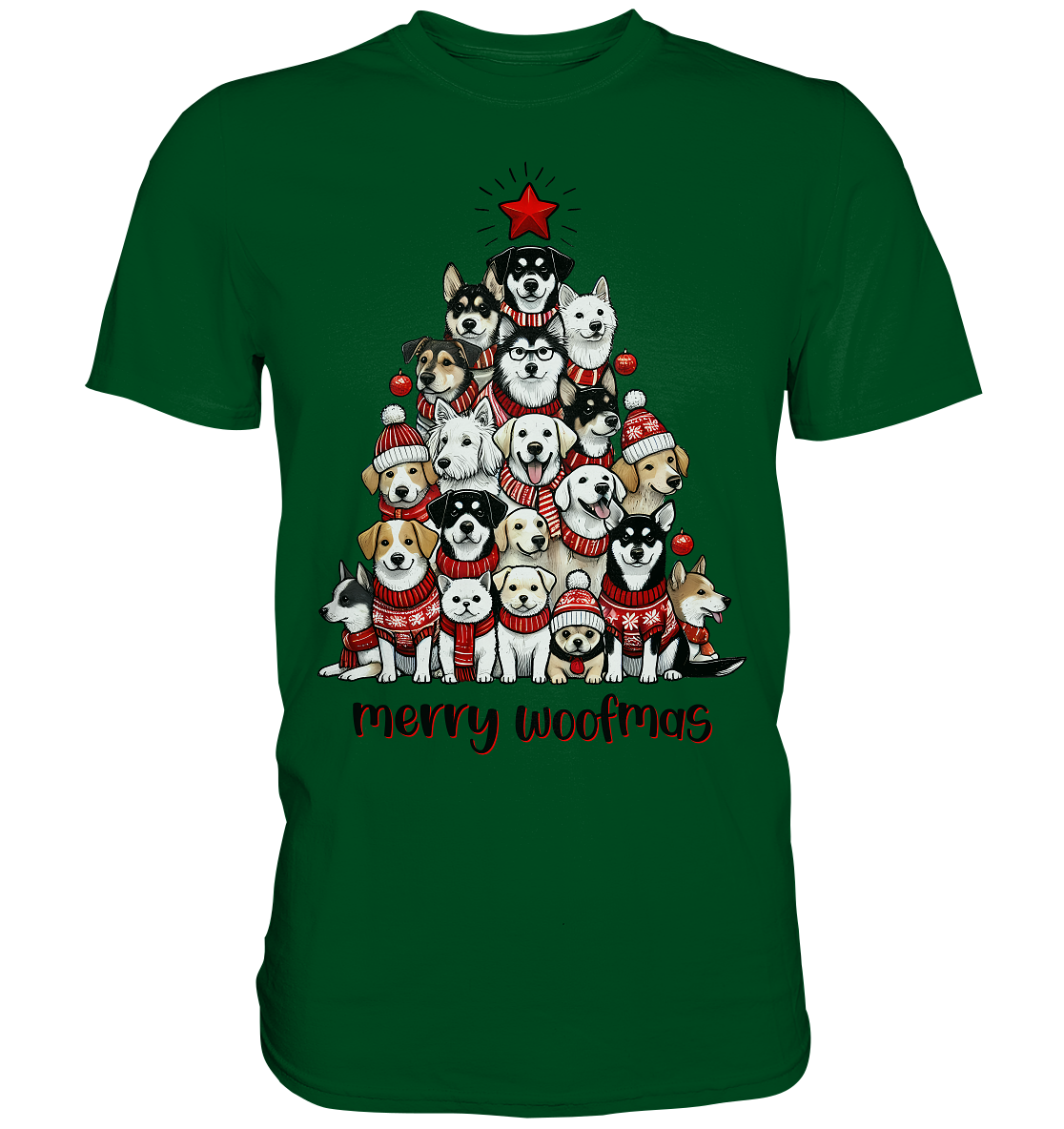 Weihnachten Christmas Hunde Baum Merry Woofmas - Premium Shirt