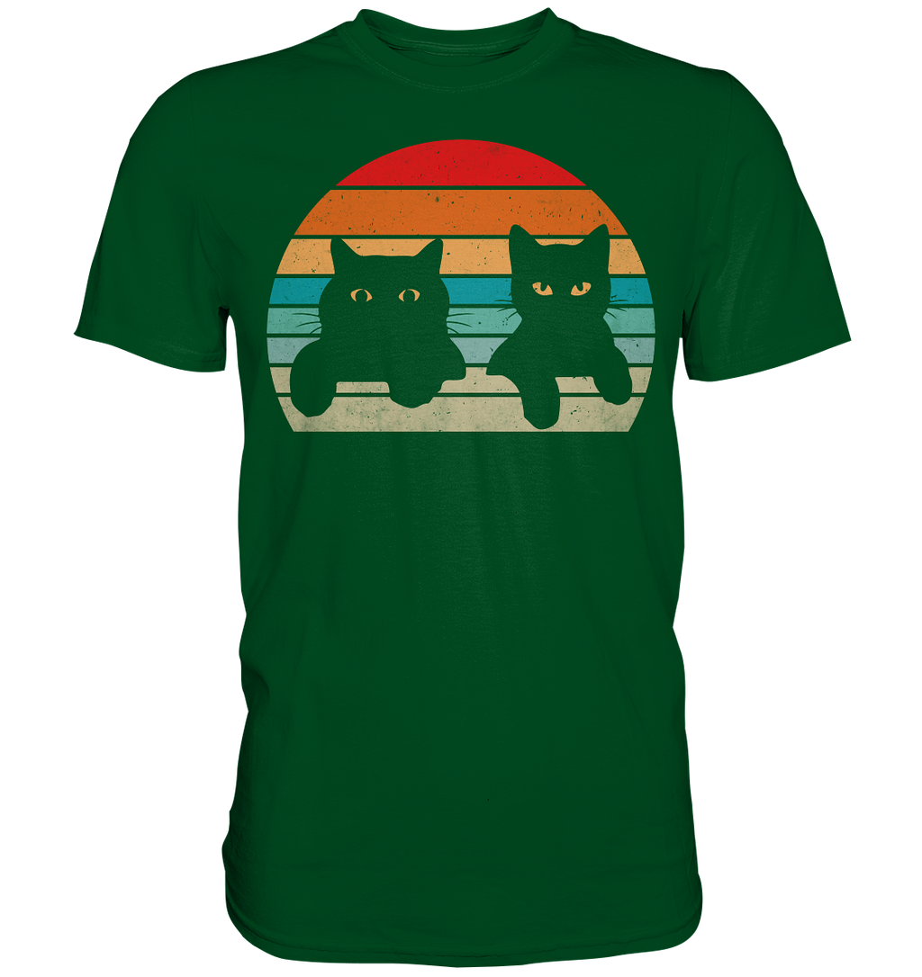 2 Katzen Retro Style - Premium Shirt