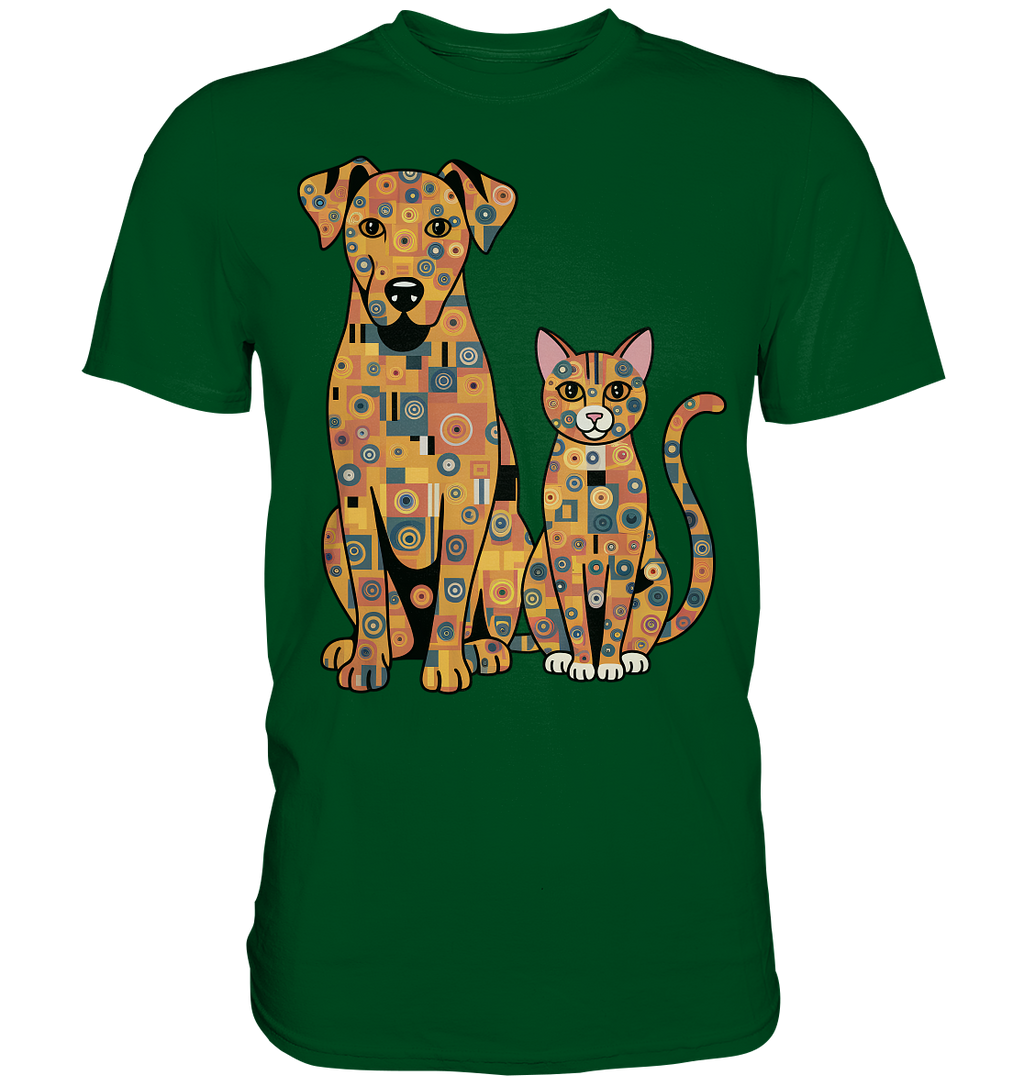 Illustration Hund und Katze in Klimt  Style - Premium Shirt