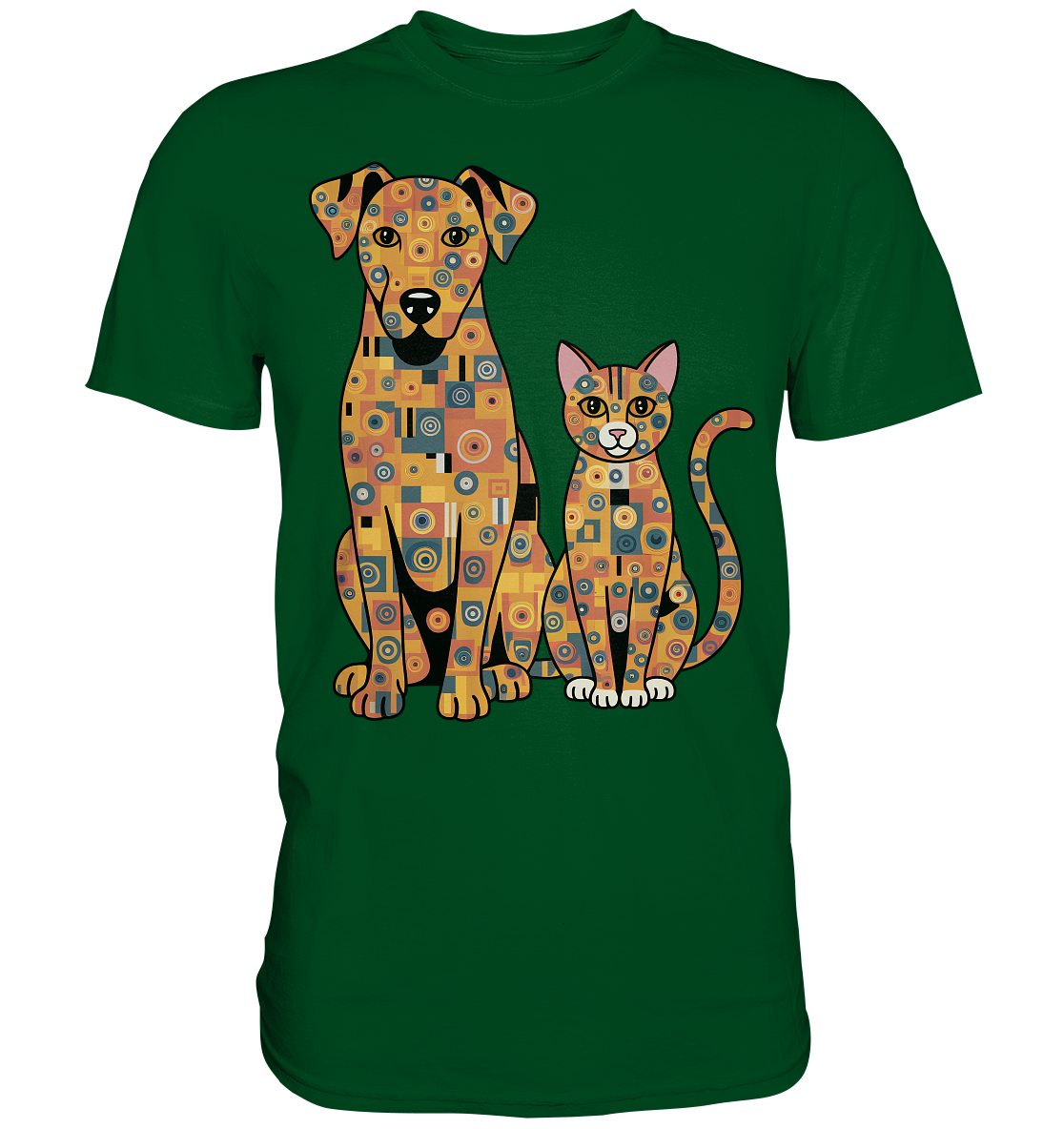 Illustration Hund und Katze in Klimt  Style - Premium Shirt