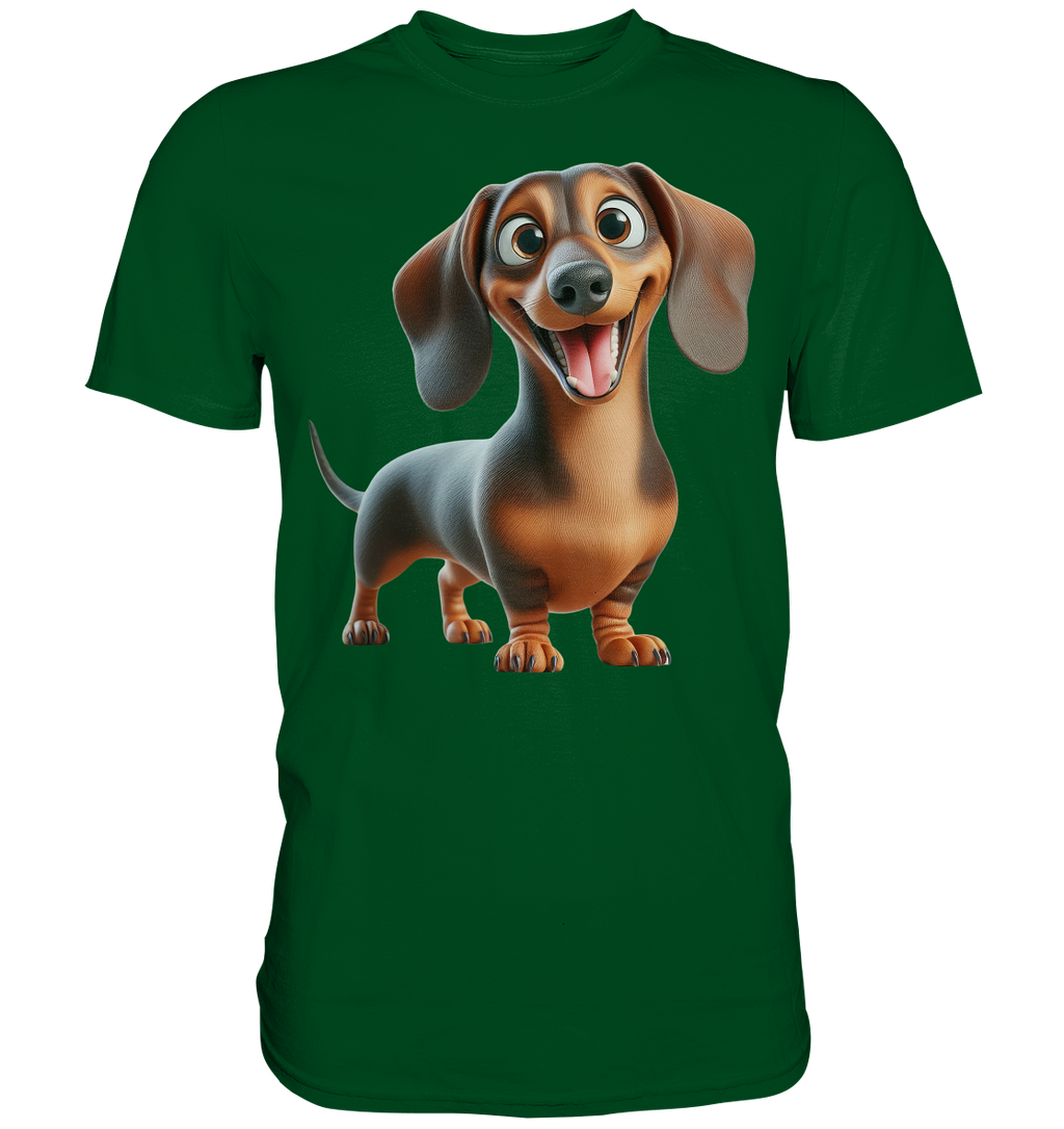 Happy Dackel Cartoon - personalisierbar - Premium Shirt