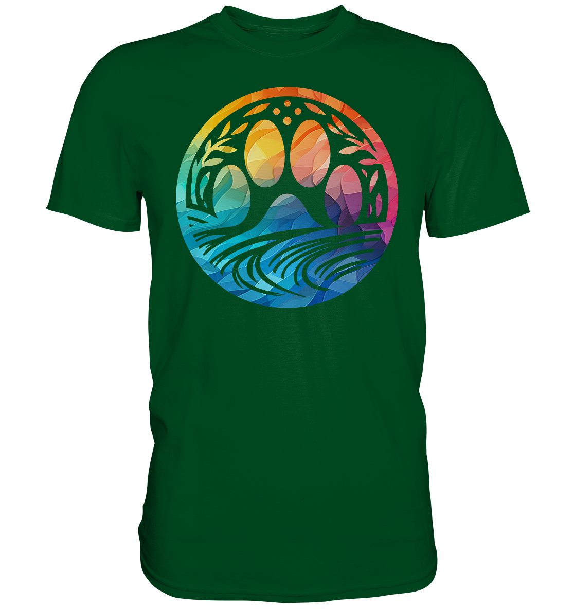 Modern Design Pfote mit regenbogenartigen Farbverlauf  - Premium Shirt