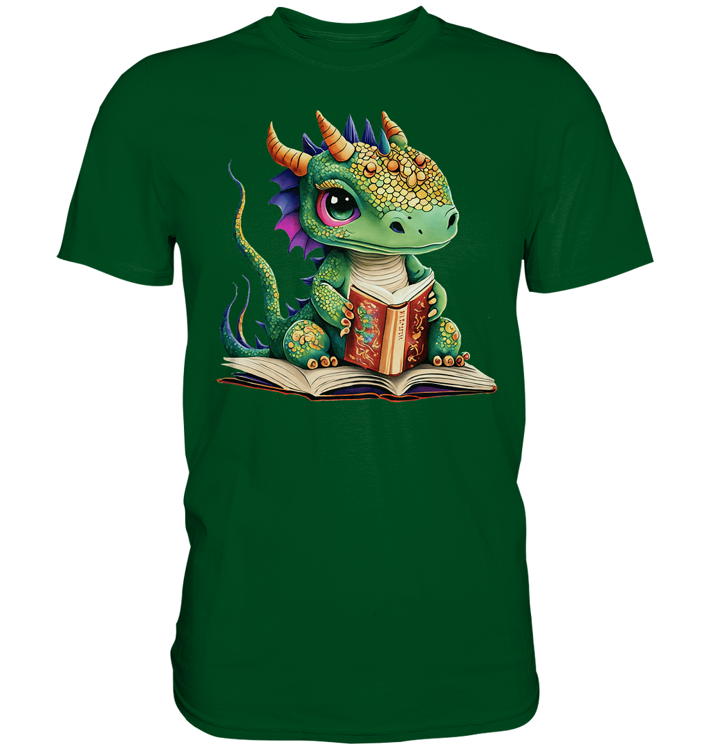 Kleiner lesender Drache -personalisierbar - Premium Shirt