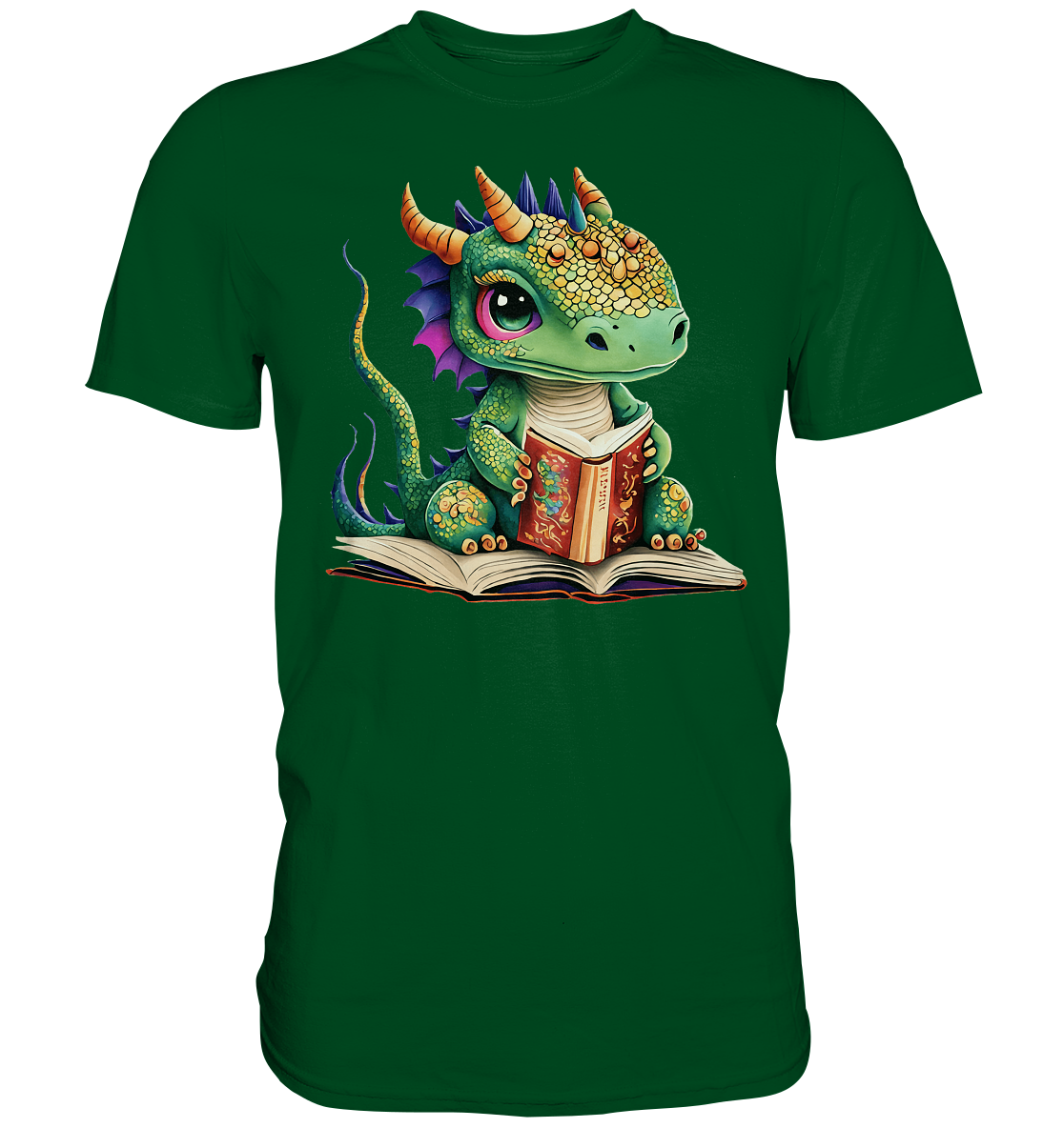Kleiner lesender Drache -personalisierbar - Premium Shirt