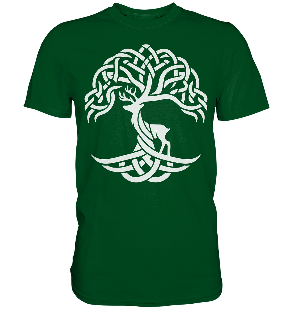 Keltischer Lebensbaum mit Hirsch - Premium Shirt