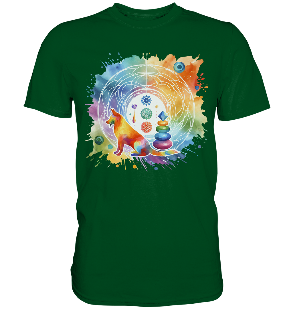 Chakra Art mit Hund Aquarell  - Premium Shirt