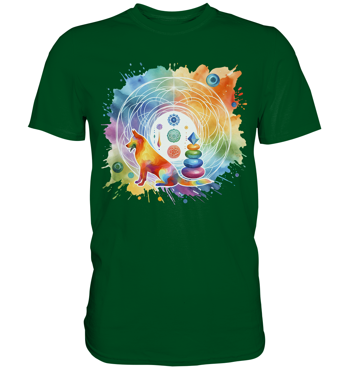 Chakra Art mit Hund Aquarell  - Premium Shirt