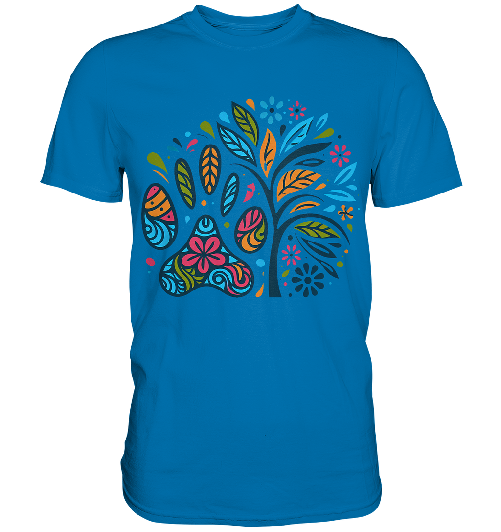 Pfote und Baum Farbenfrohes Design - Premium Shirt