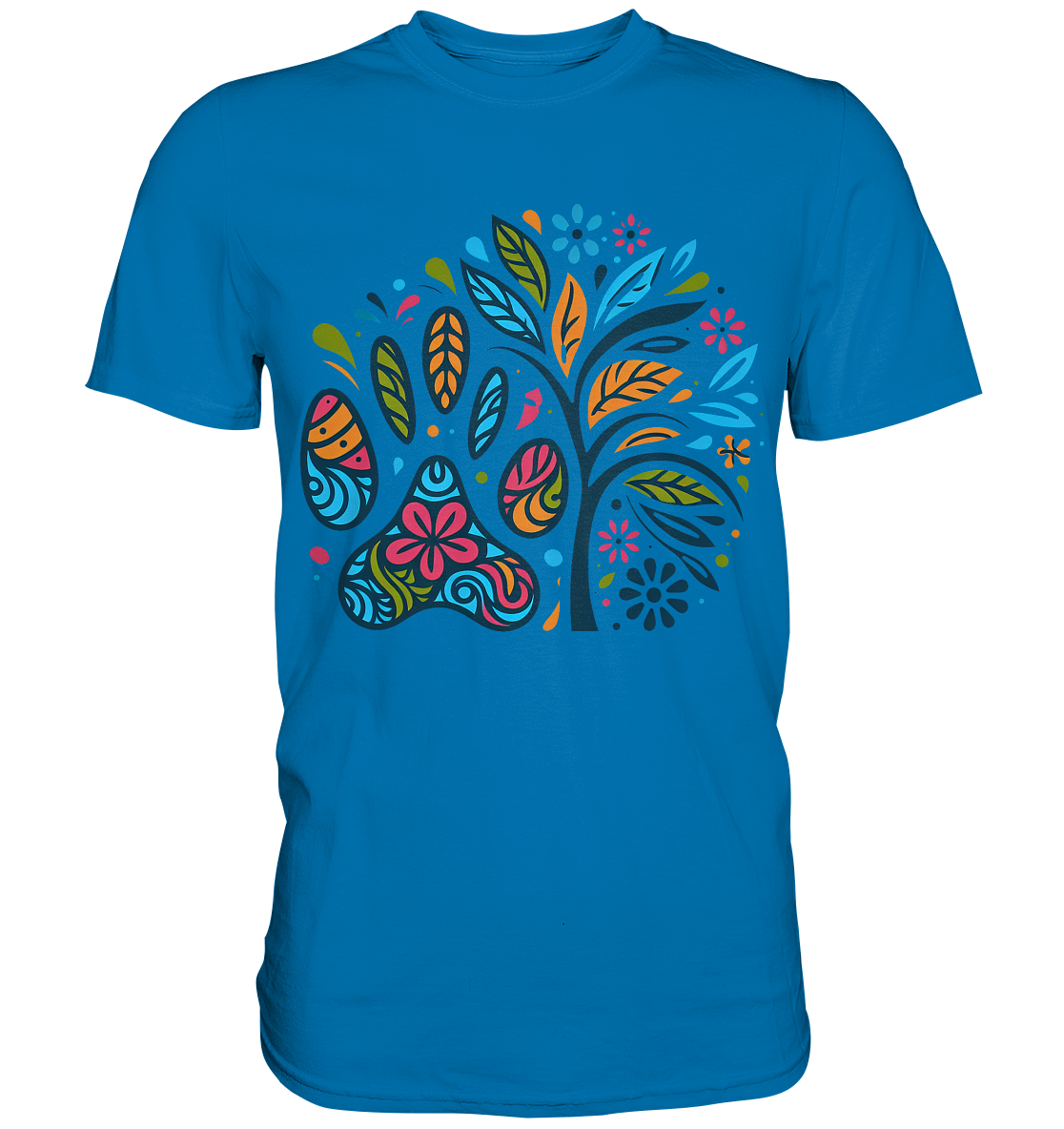 Pfote und Baum Farbenfrohes Design - Premium Shirt