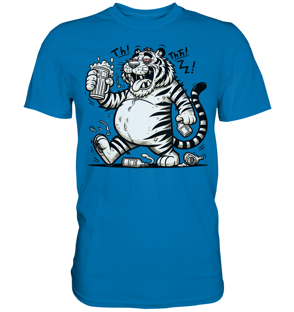 Drinkender Tiger Cartoon - Premium Shirt
