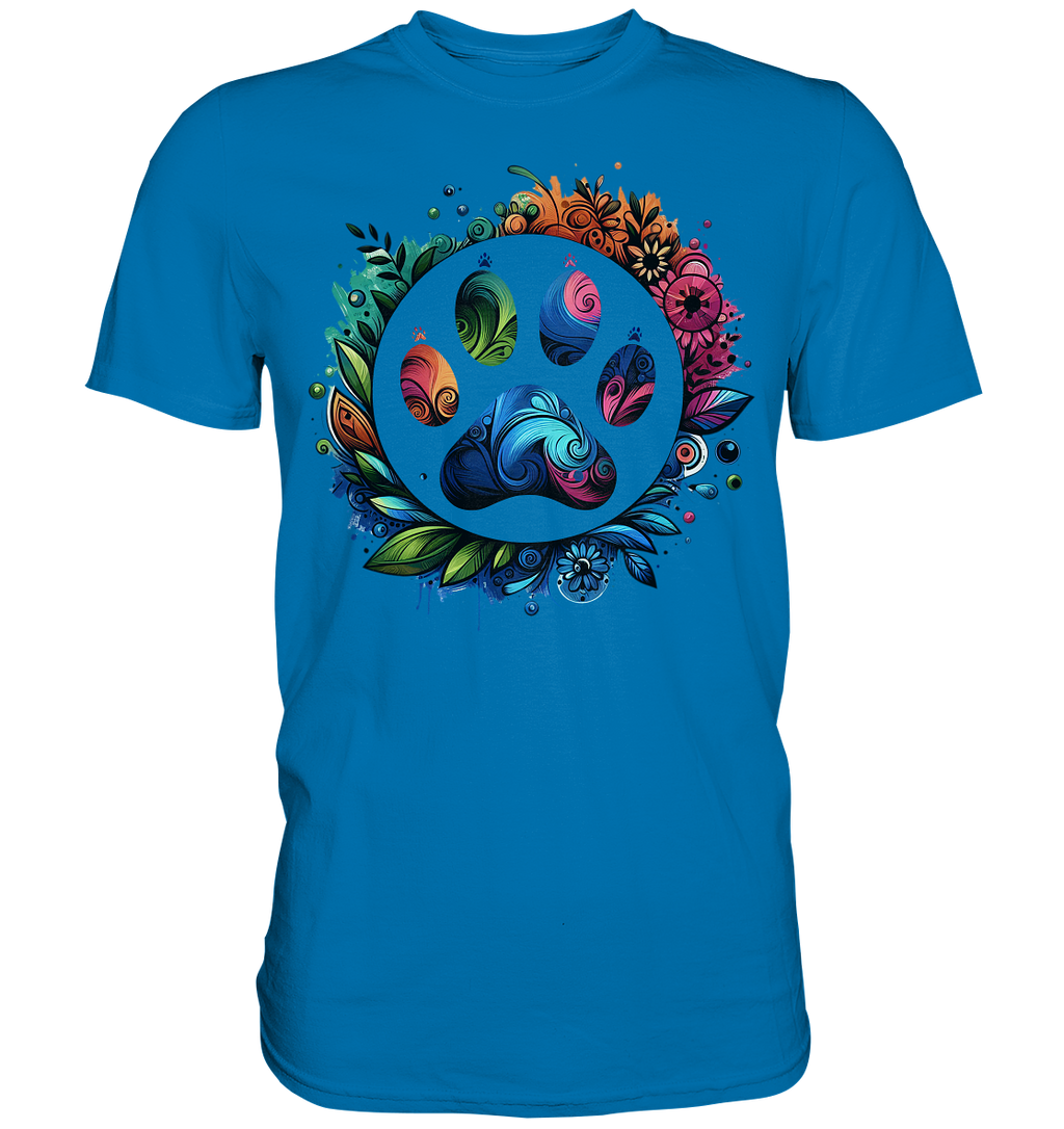 Pfote mit Blumendesign - Premium Shirt