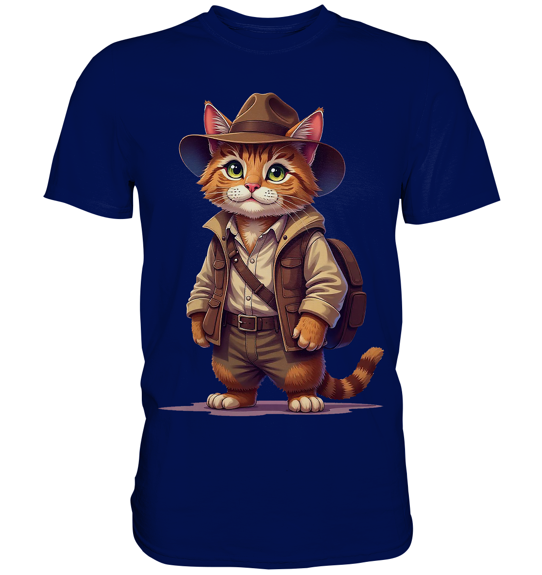 Abenteurer Katze Cartoon  - personalisierbar - Premium Shirt