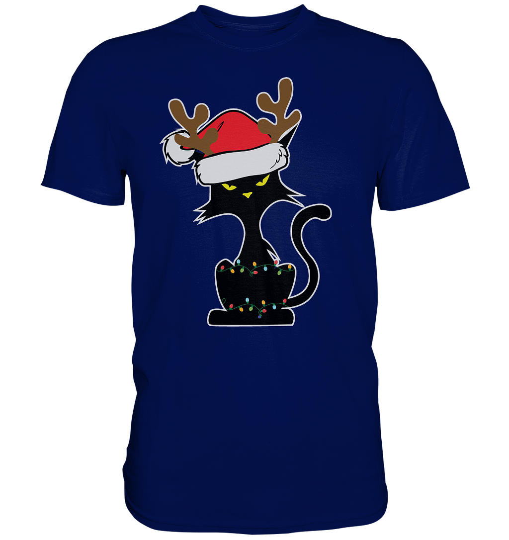 Grumpy Weihnachts Katze Cartoon - Premium Shirt