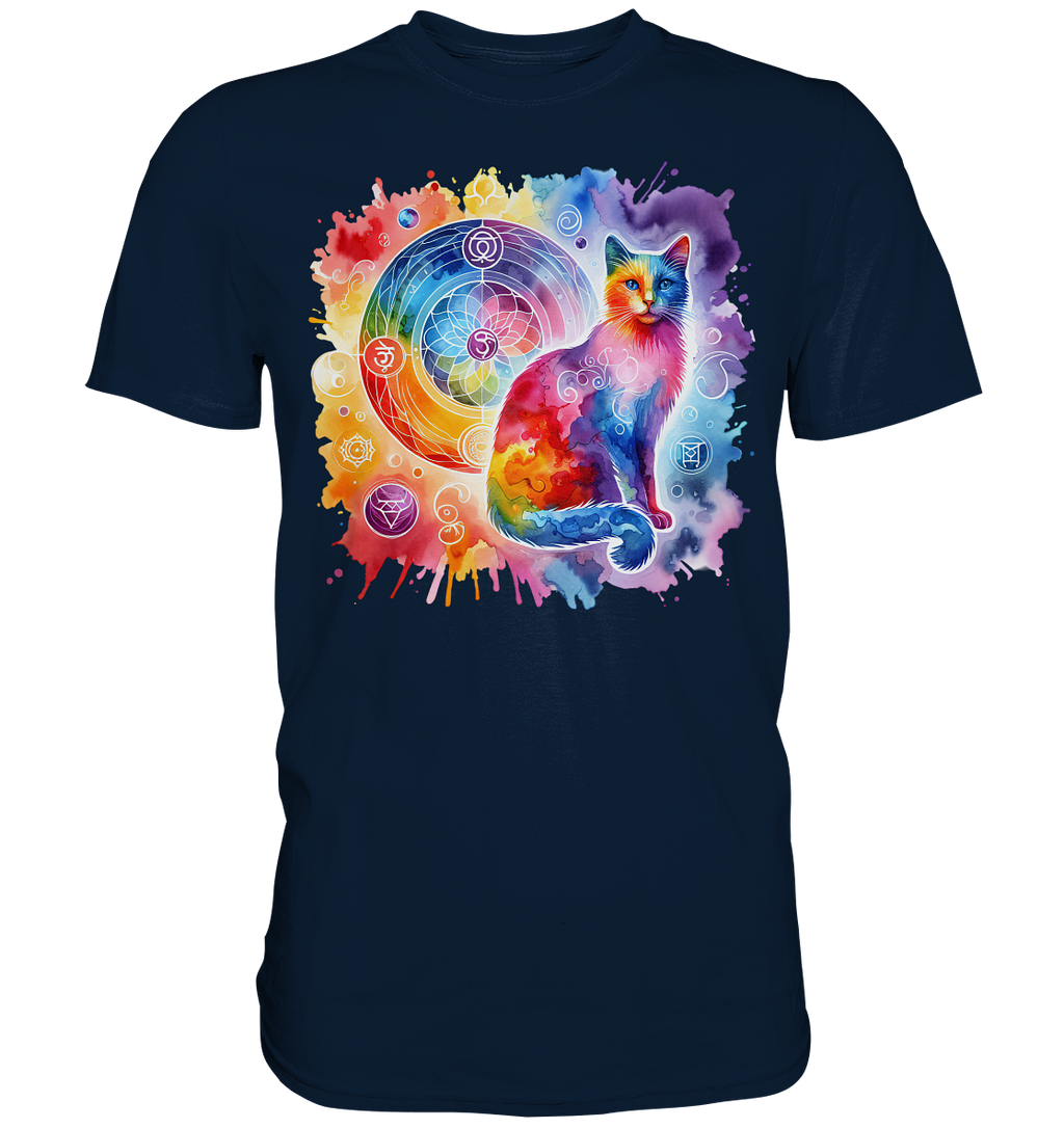 Ein Shakra Design mit Katze - Premium Shirt