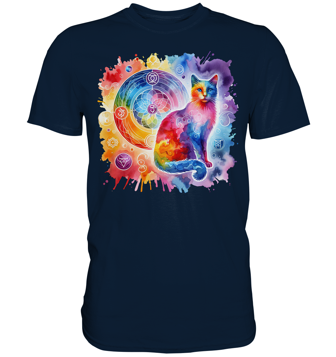 Ein Shakra Design mit Katze - Premium Shirt