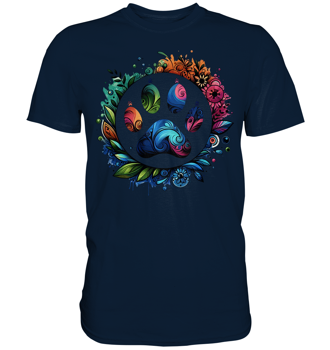 Pfote mit Blumendesign - Premium Shirt