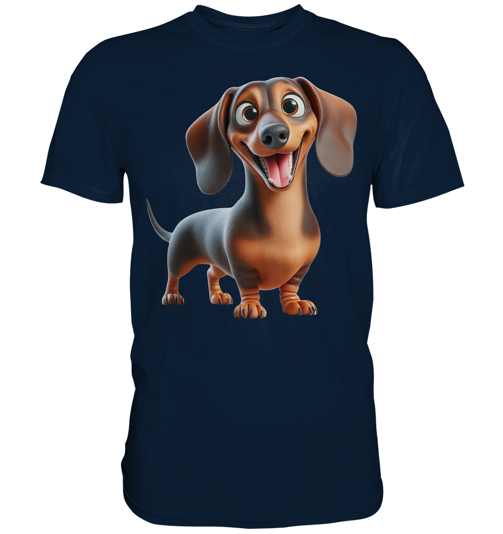 Happy Dackel Cartoon - personalisierbar - Premium Shirt