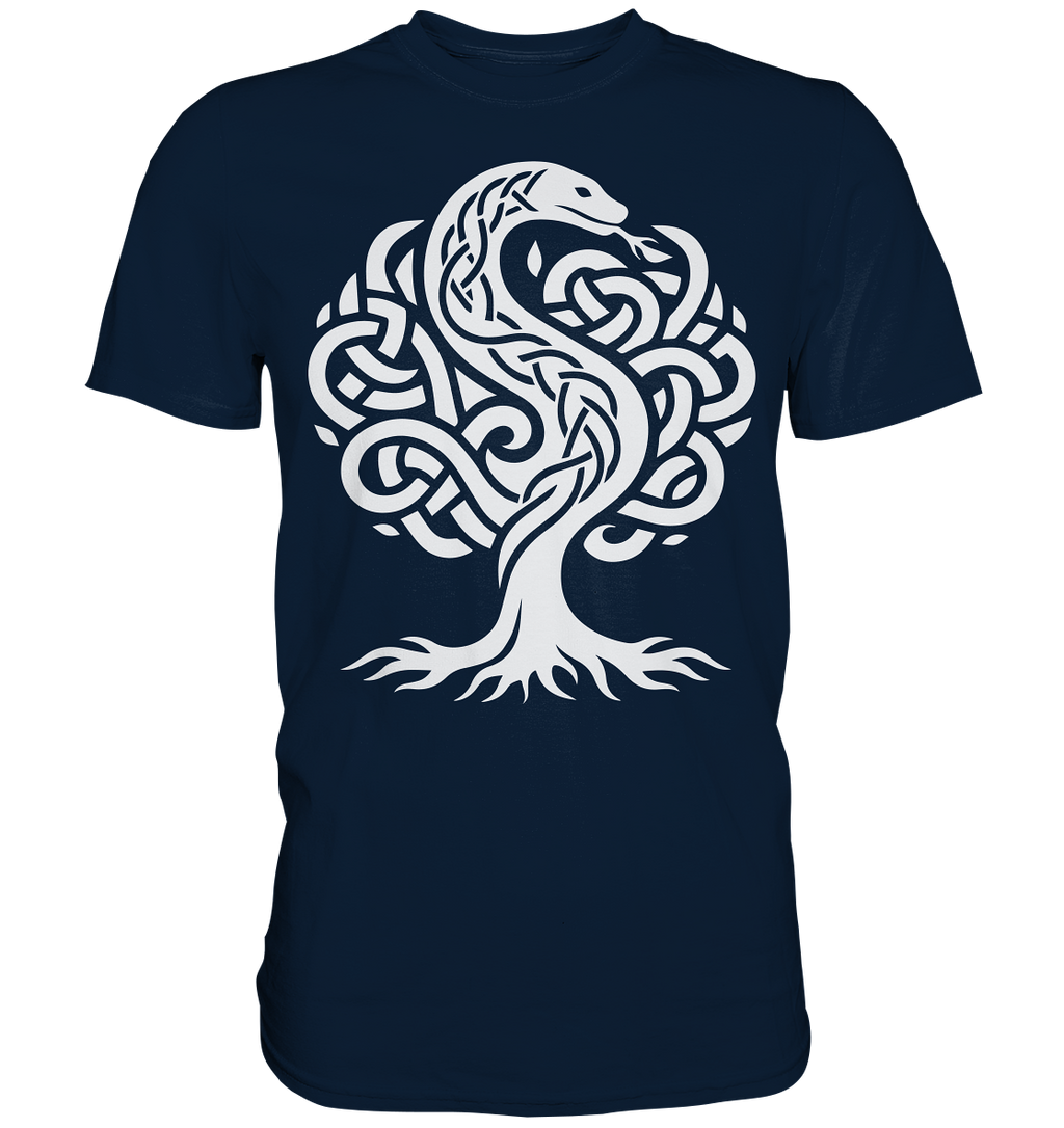 Keltischer Lebensbaum mit Schlange - Premium Shirt